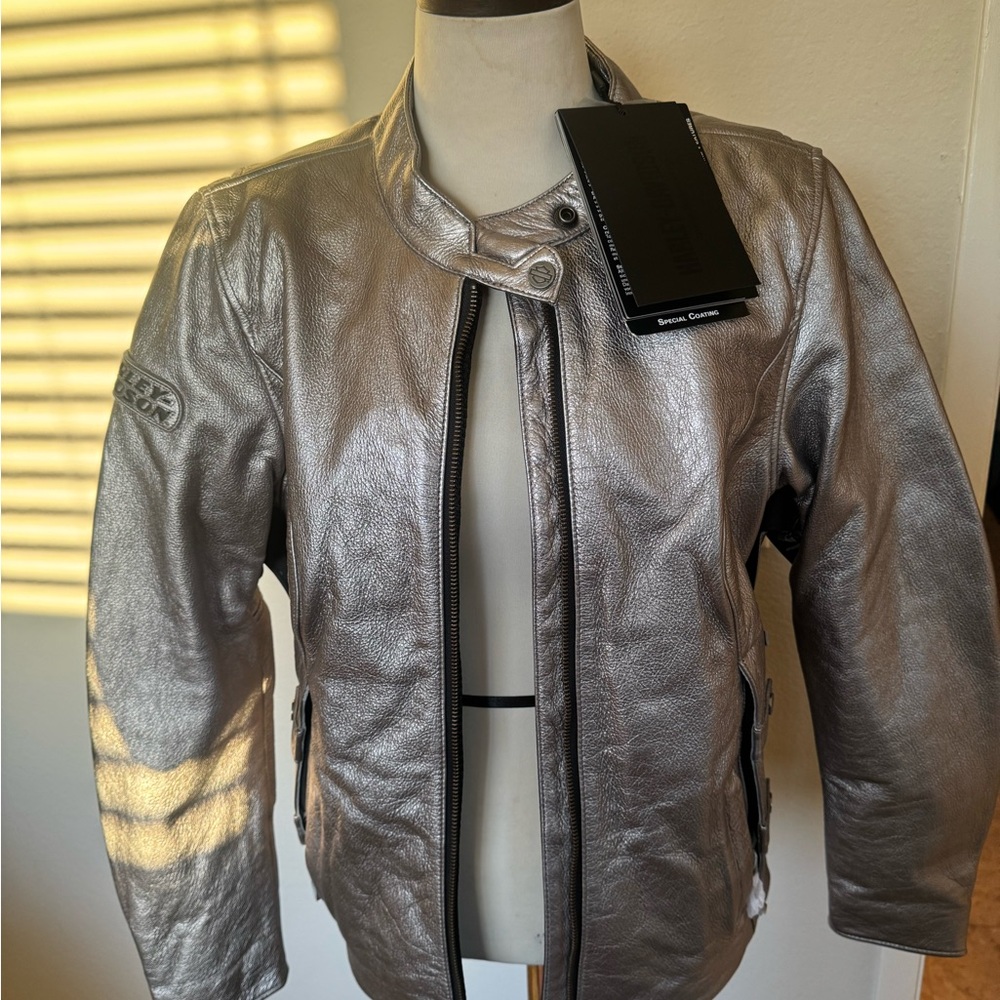 Harley-Davidson Metallic Silver Leather Jacket